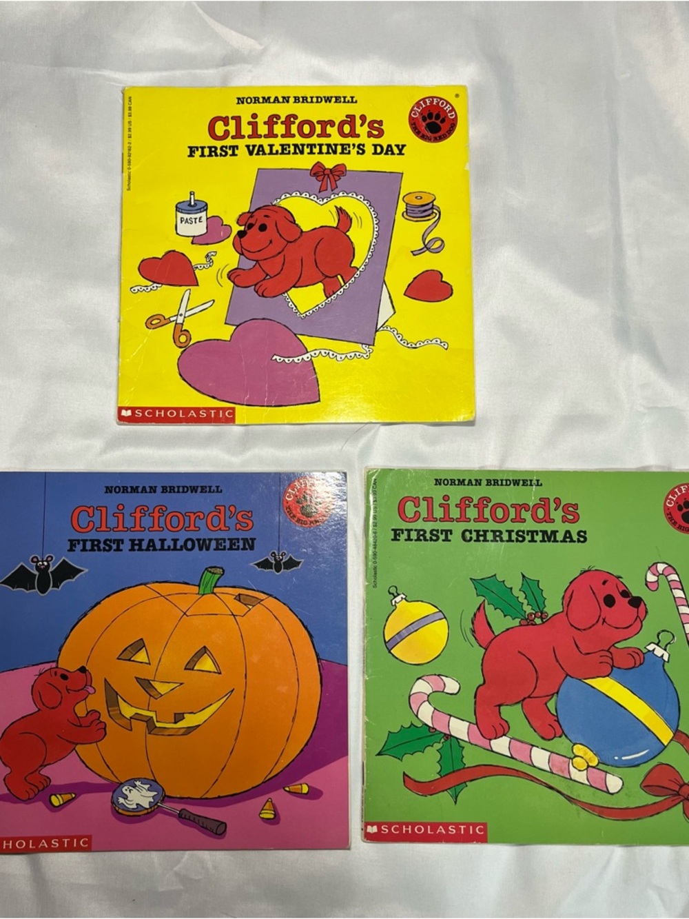 Vintage 1995 Clifford’s First Holidays Books Lot 3 Valentine Halloween Xmas